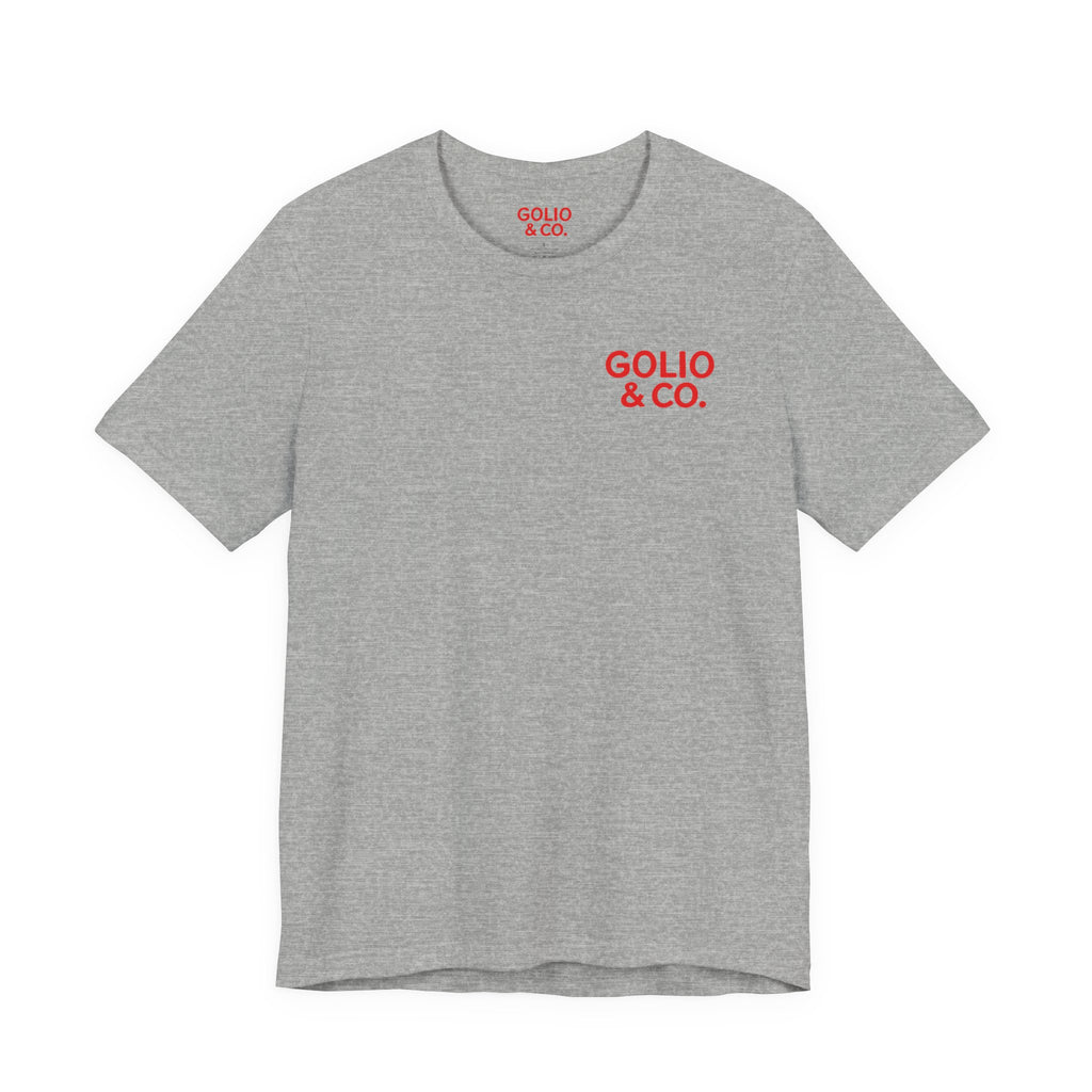 Dobbs Acres Stencil Tee — GOLIO & CO. Red Logo Short Sleeve Shirt