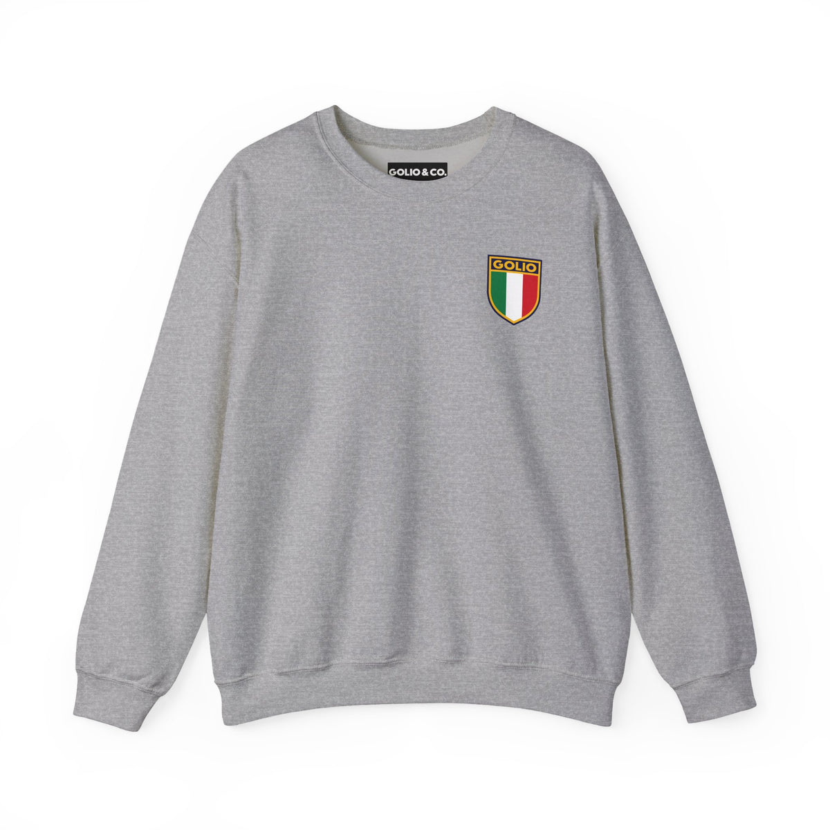 Embroidered Italian Crest Golio Style Crewneck Sweatshirt — Retro Italian Flag Patch