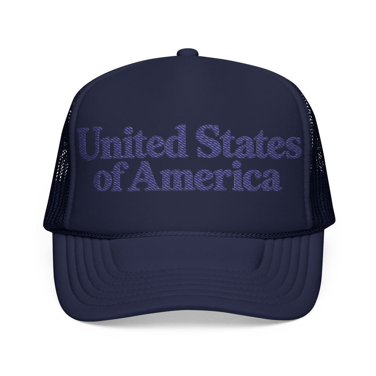United States of America Foam Trucker Hat — Navy Mesh Cap