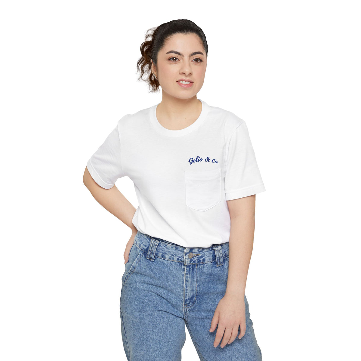 Florence Script Pocket T-Shirt — City Name Tee with Embroidered-Style Back Logo