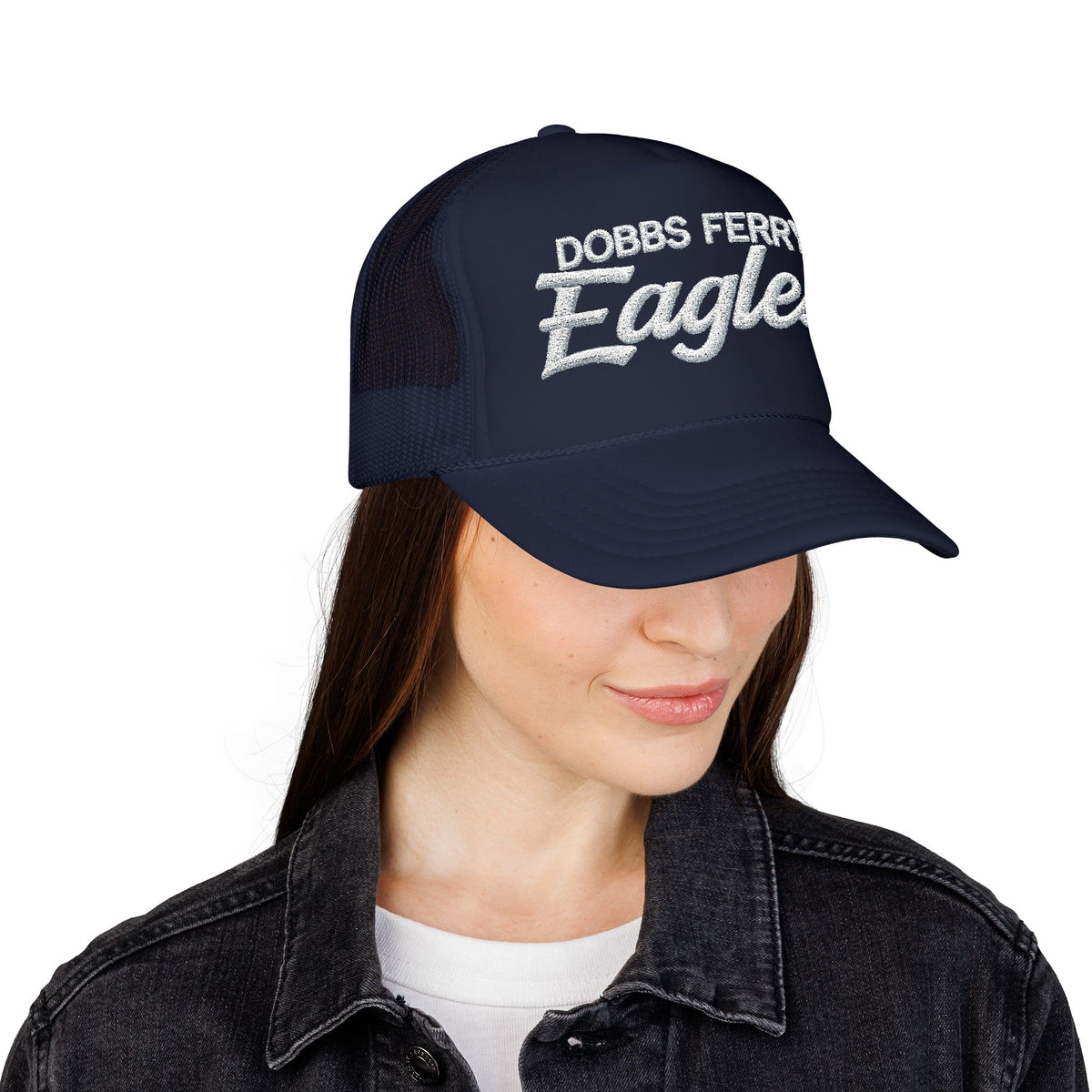 Dobbs Ferry Eagles Foam Trucker Hat — Vintage Script Team Cap