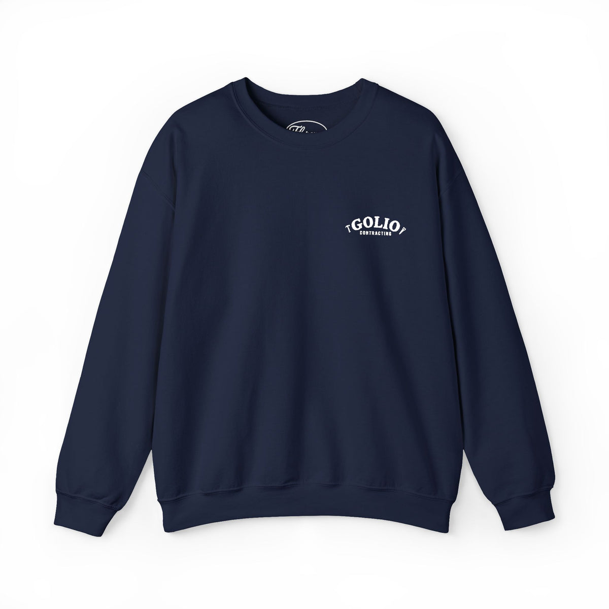 Embroidered Golio Logo Heavy Blend Crewneck Sweatshirt — Minimal Black Graphic Pullover