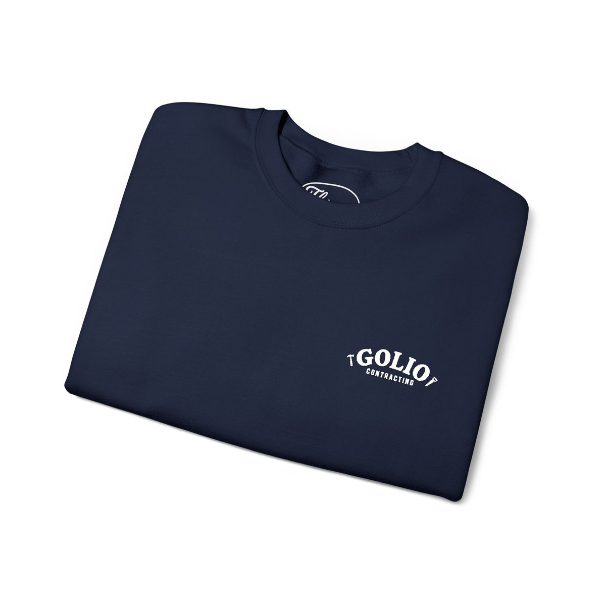Embroidered Golio Logo Heavy Blend Crewneck Sweatshirt — Minimal Black Graphic Pullover