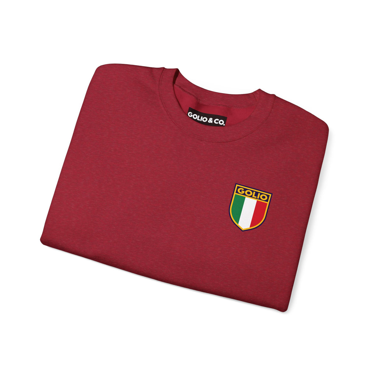 Embroidered Italian Crest Golio Style Crewneck Sweatshirt — Retro Italian Flag Patch