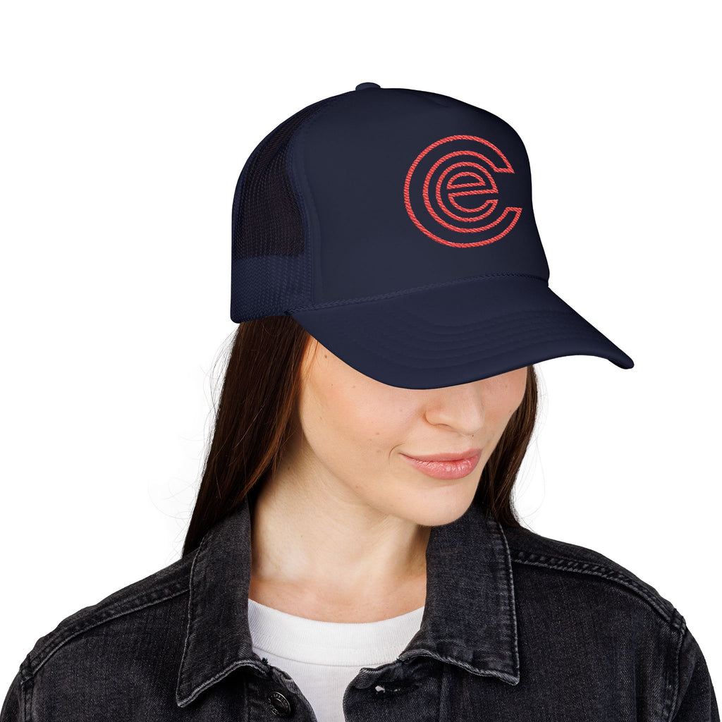 Trucker Hat — Distressed Red Circular 'Electric' Logo Foam Cap