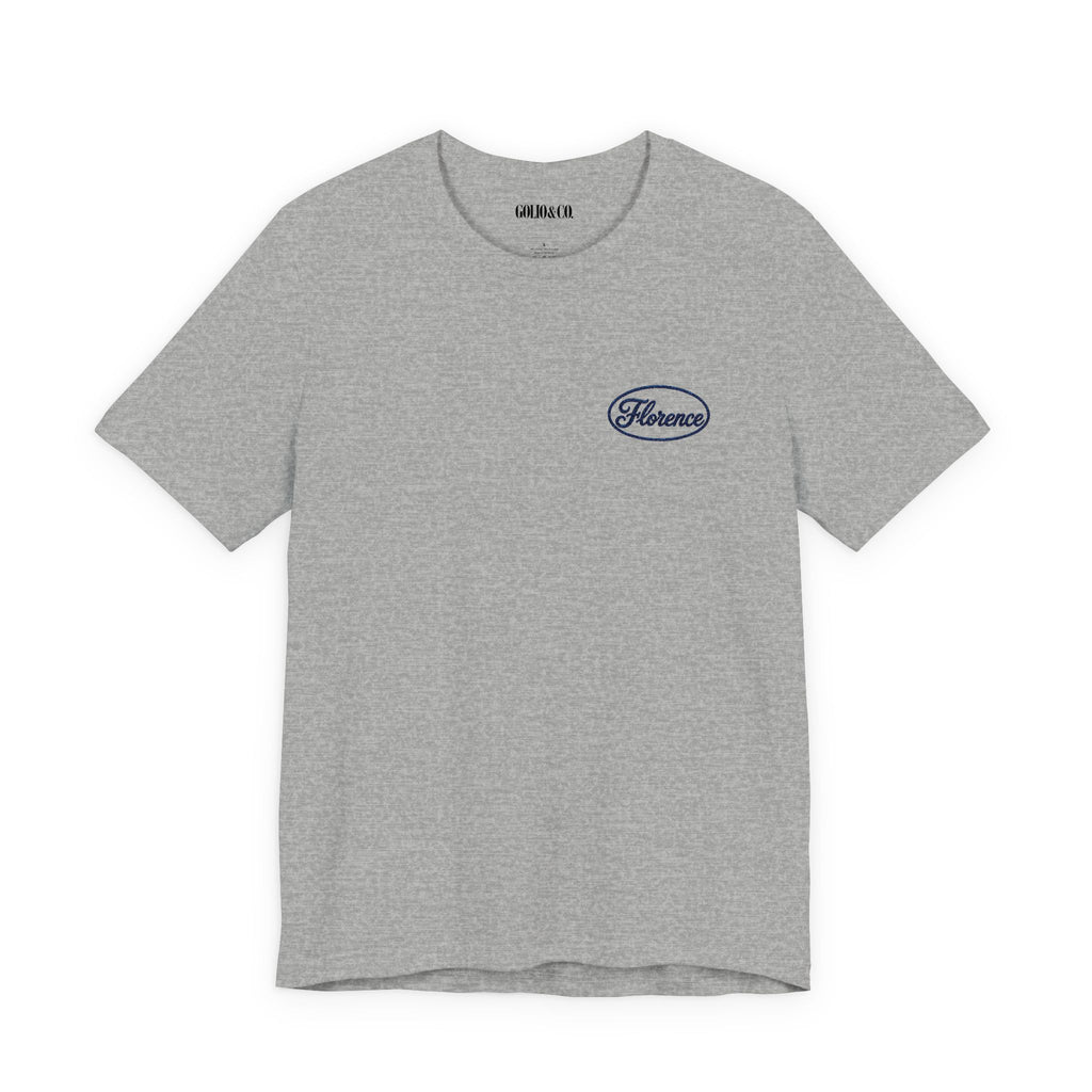 Embroidered Retro 'Florence' Script T-Shirt — Cream Chest Logo Tee