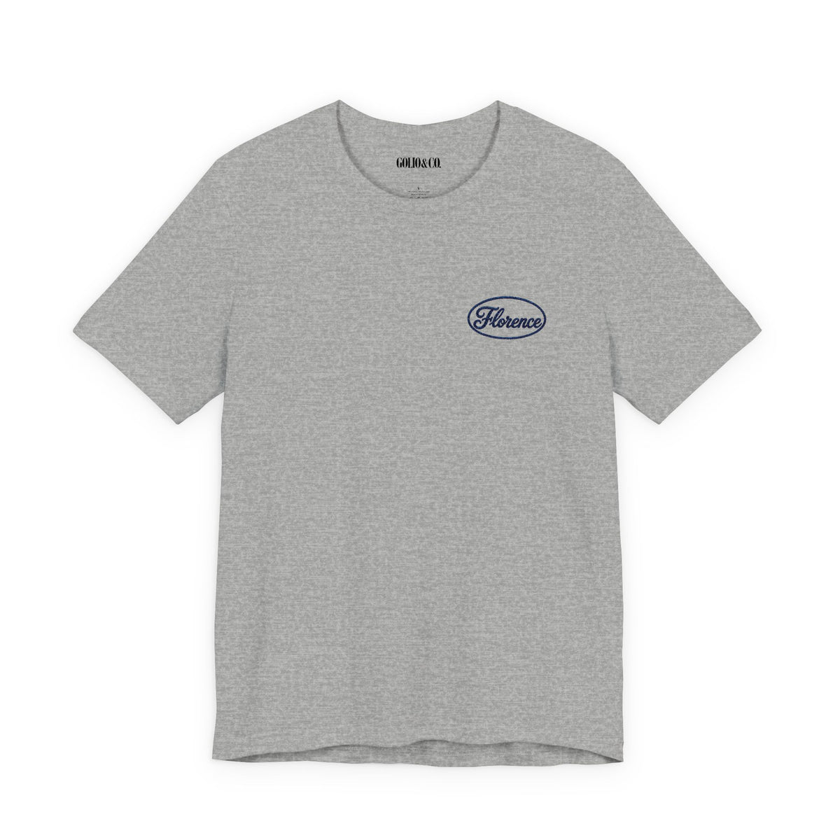 Embroidered Retro 'Florence' Script T-Shirt — Cream Chest Logo Tee