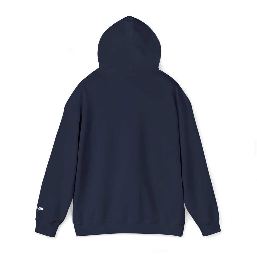 Embroidered Classic Florence Logo Hoodie — Minimal Black Pullover with Small Chest & Sleeve Text