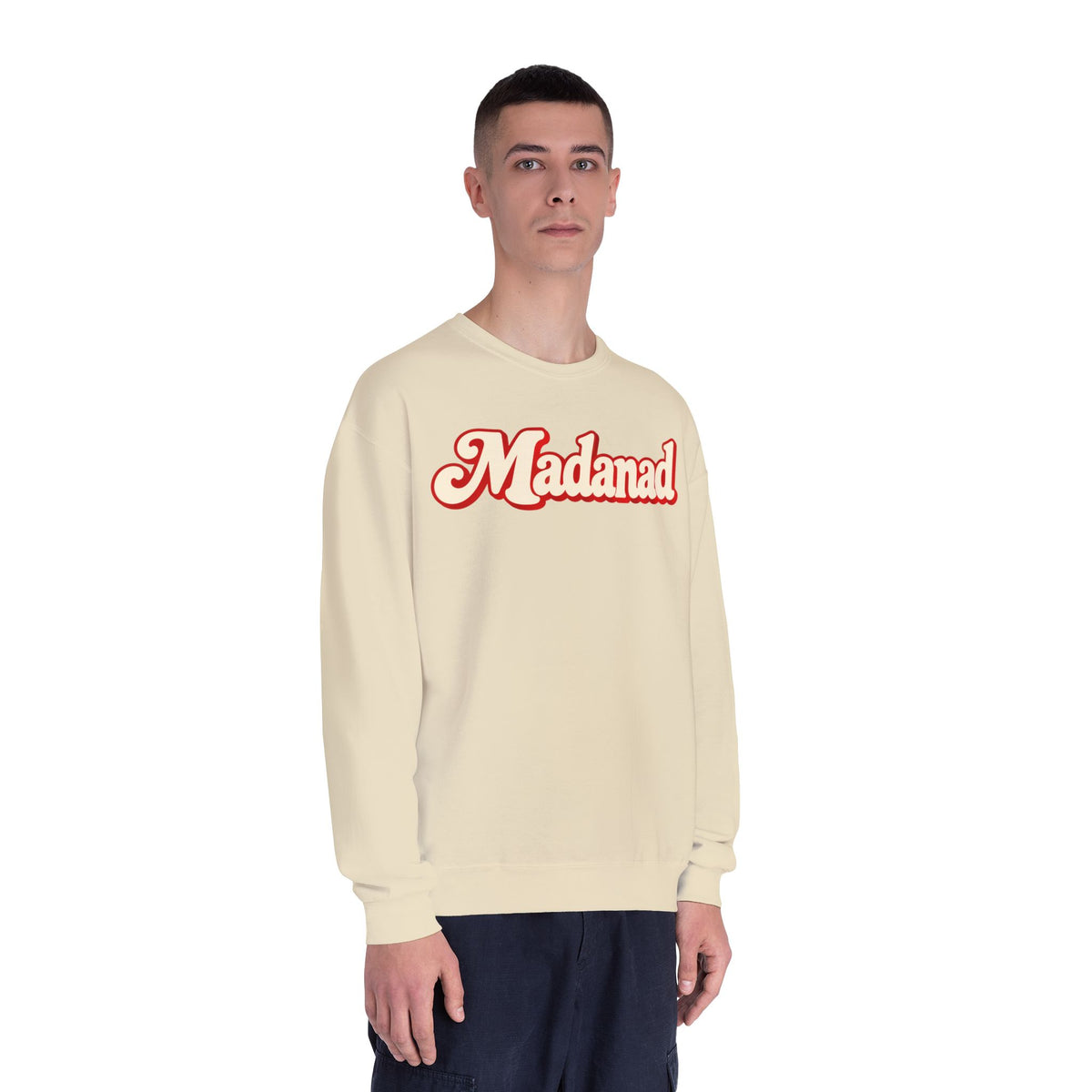 Crewneck Sweatshirt - "Madanad" Retro Script | Sunday Dinner Back Design