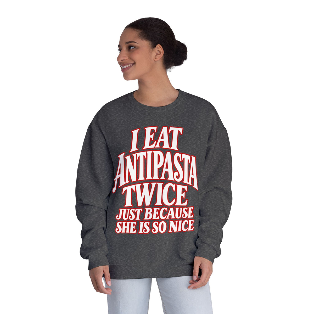 I Eat Antipasta Twice Crewneck Sweatshirt — Italian Music Graphic Crewneck