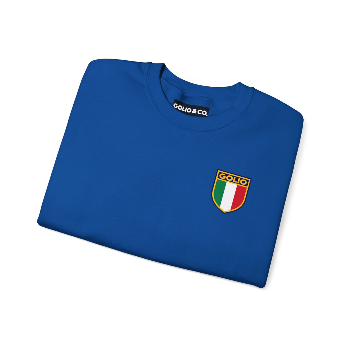 Embroidered Italian Crest Golio Style Crewneck Sweatshirt — Retro Italian Flag Patch