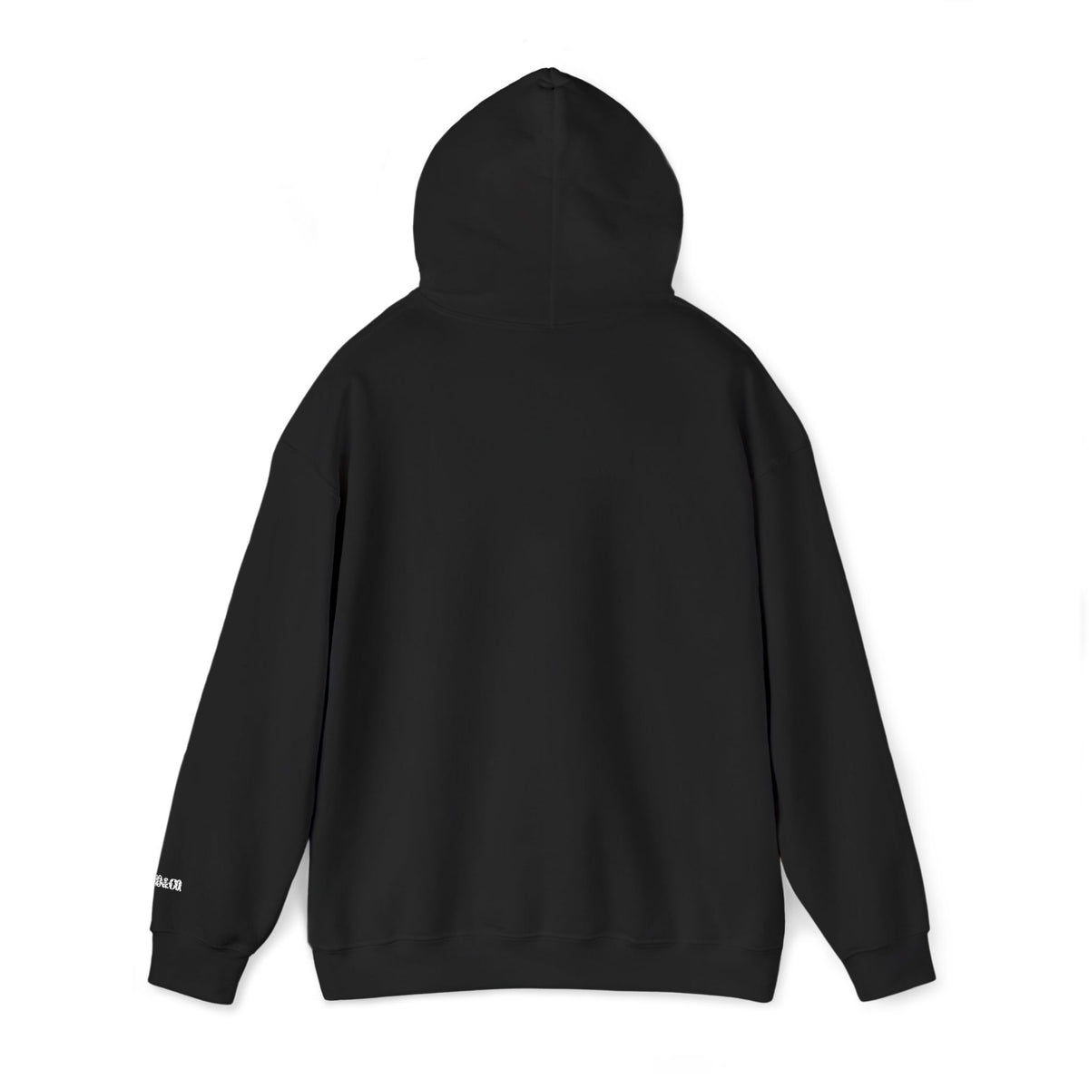 Embroidered Classic Florence Logo Hoodie — Minimal Black Pullover with Small Chest & Sleeve Text