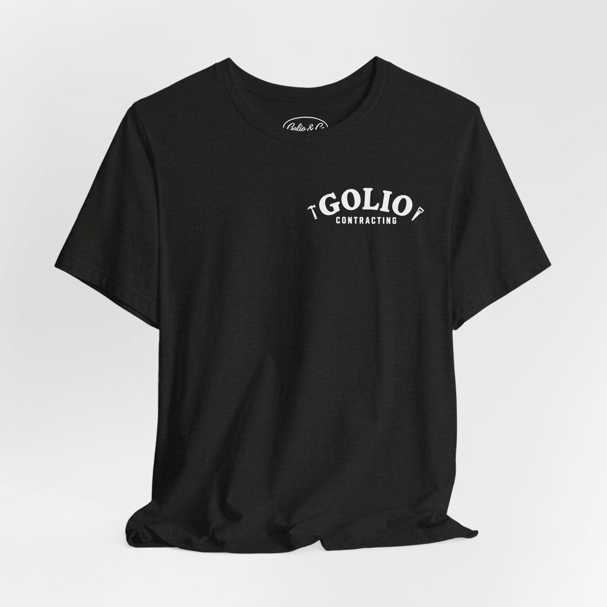 T-Shirt — Golio & Co Logo Tee (front 'GOLIO' chest, back oval 'Golio & Co')